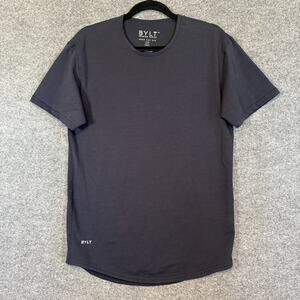 Bylt Shirt Mens Medium Black Drop Cut Lux Tshirt Performance Stretch‎ Crewneck